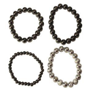 3 for $10 💲 Set of 4 Bead Bracelets - Grey Silver